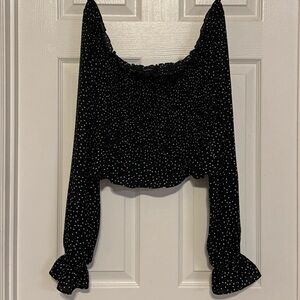 NEW Forever 21 Black Polka Dot Off-Shoulder Top NWT